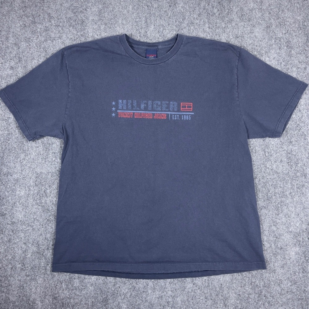 Tommy Hilfiger Jeans Graphic T-Shirt Mens XL Navy Blue‎ Est 1985 Logo Tee